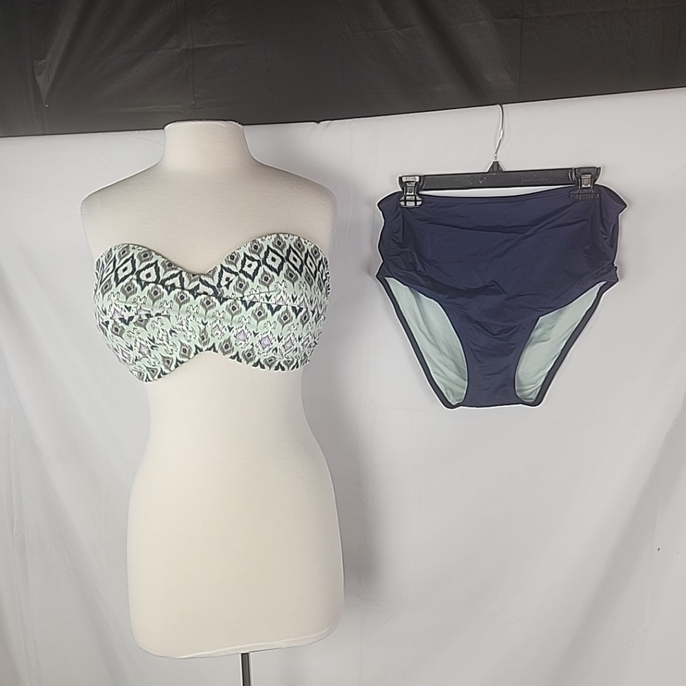 Victoria’s Secret Knockout Bikini Set 38DD XL High Waist Ruched Retro Pinup Swim